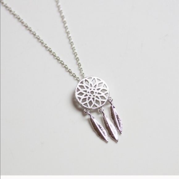 Boho Dream Catcher Necklace in Silver Tone - Picture 2 of 2